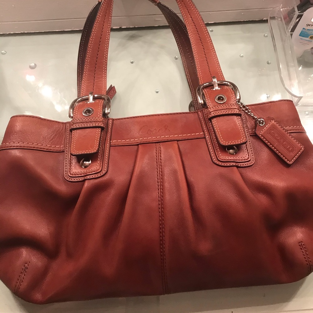 Brown soft leather coach bag
